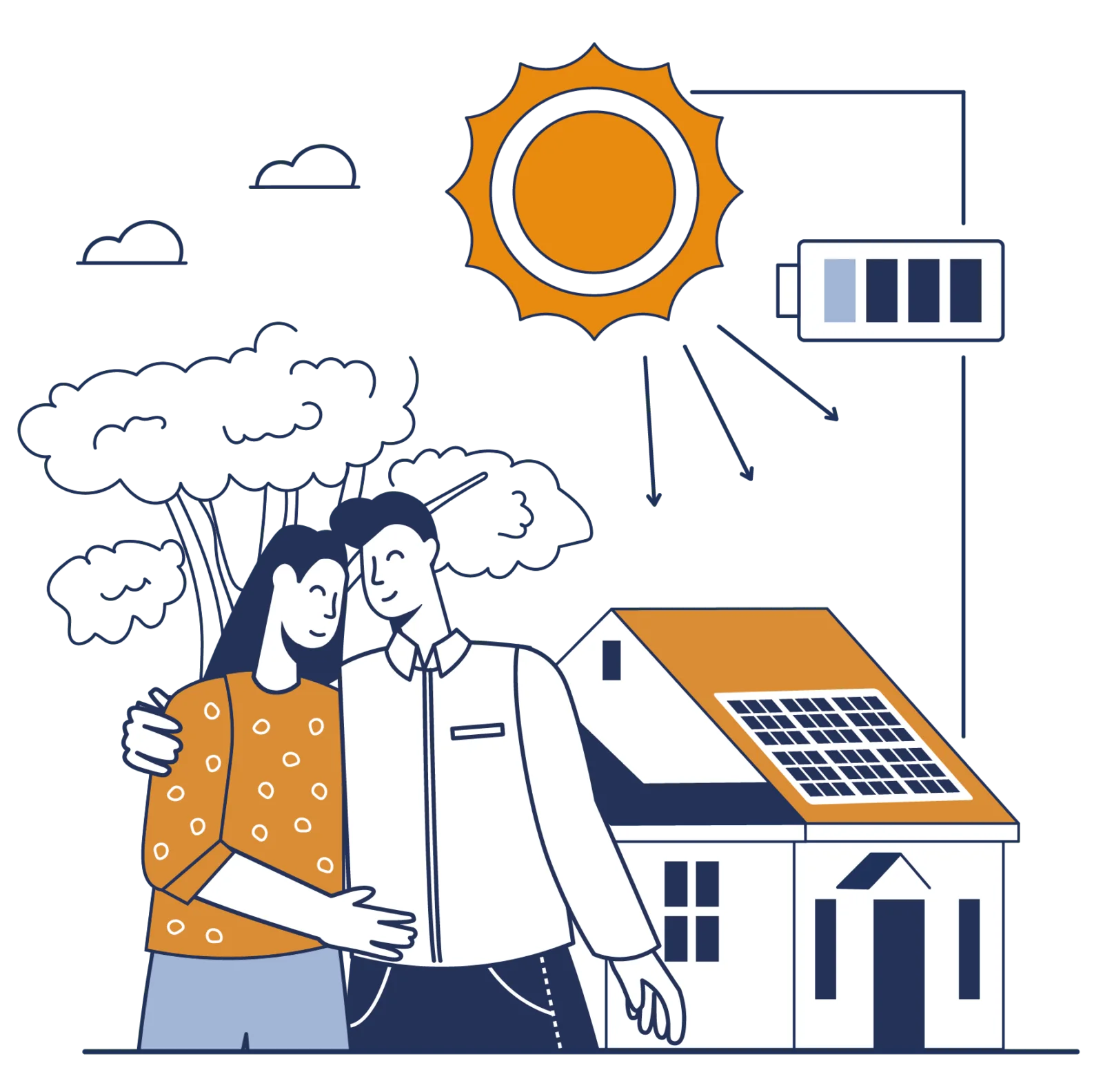 Casa com painéis solares